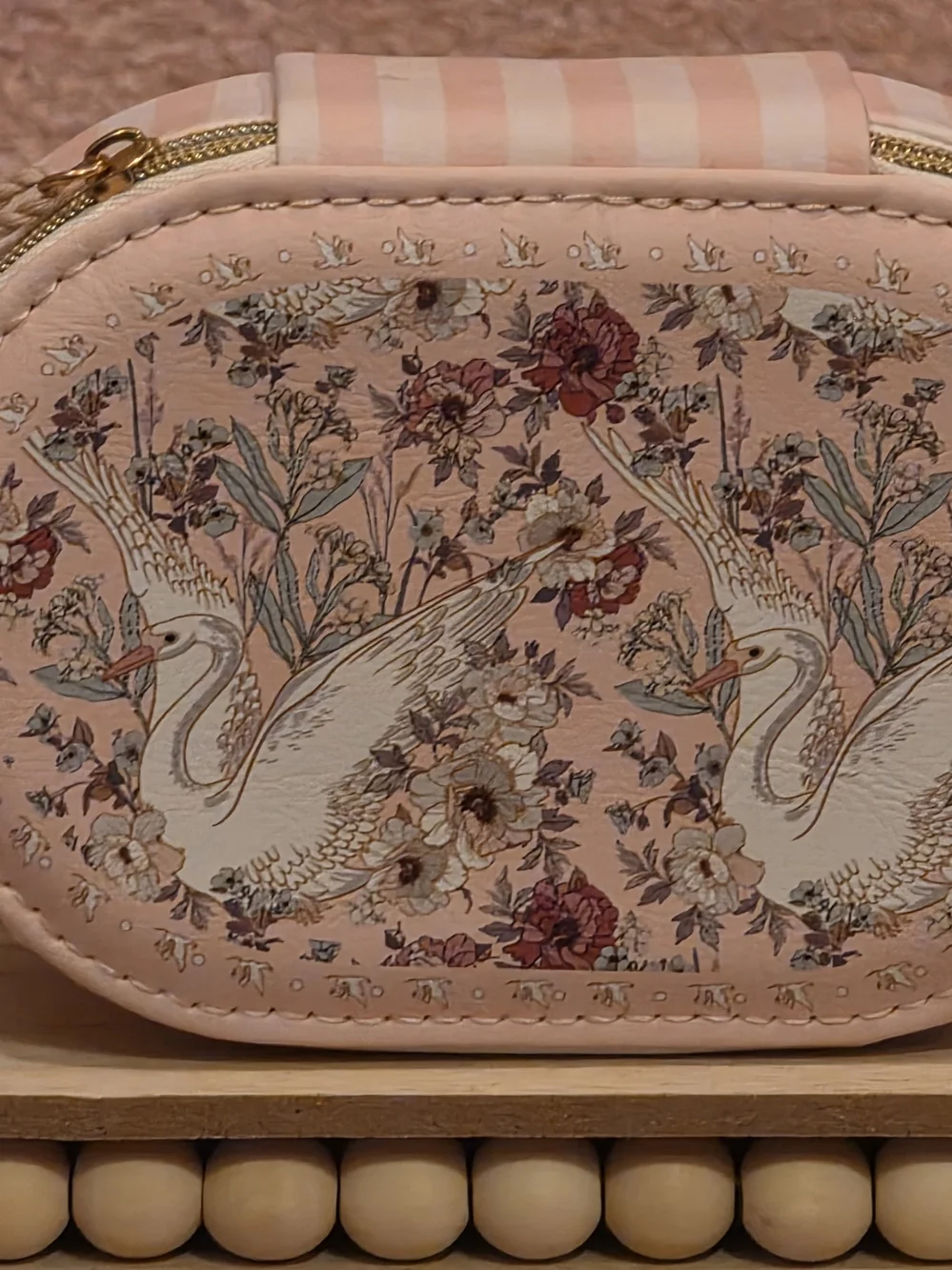 Pink Swan Floral Jewelry Box